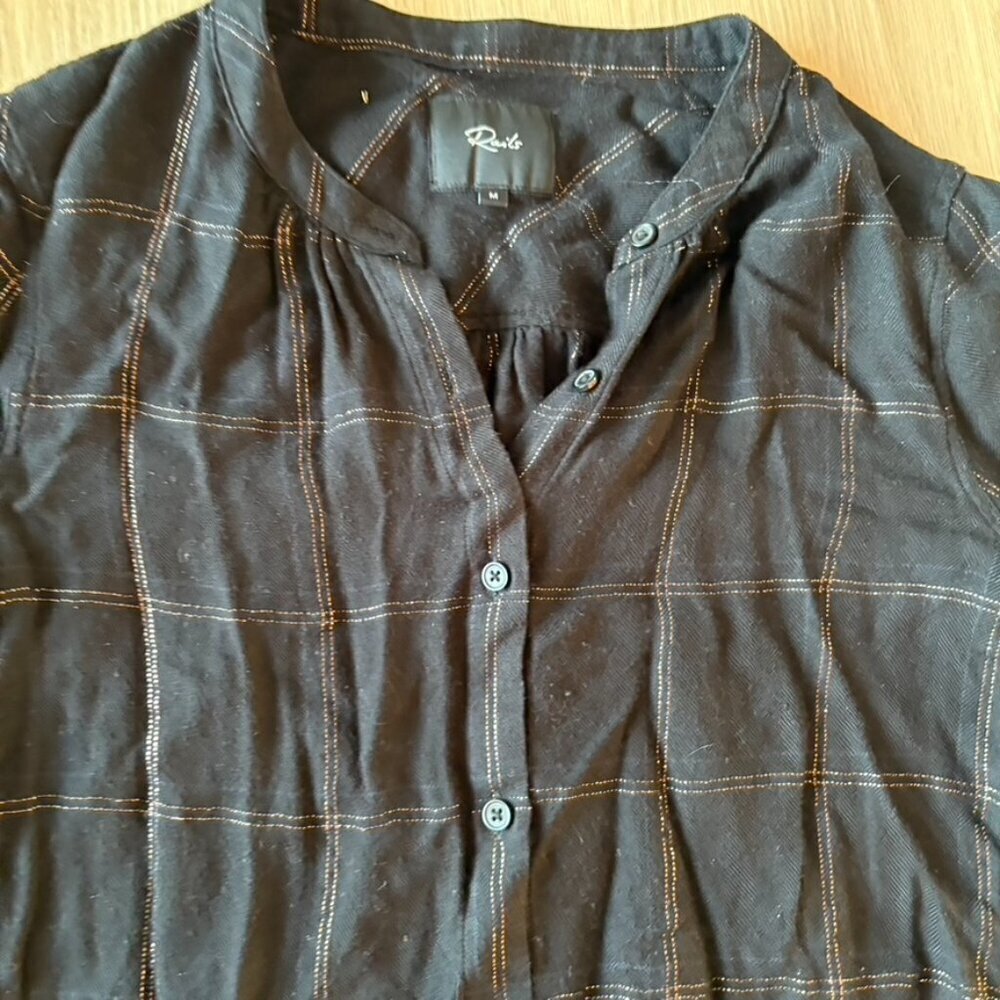 ** Rails Sz M Black Gold Metallic Hunter Long Sleeve Plaid Button Up Shirt - Picture 8 of 8
